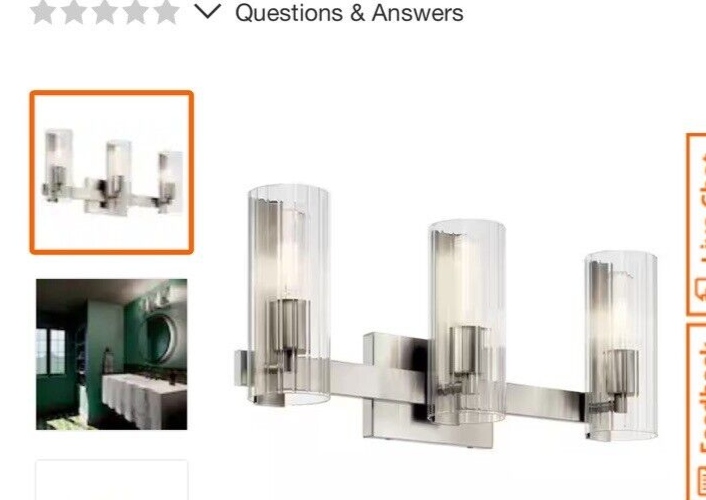 KICHLER Jemsa 22.75 in. 3-Light Brushed Nickel Soft Modern Bathroom Vanity Light