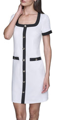 Karl Lagerfeld Womens Contrast Framing Center Buttoned A-line Dress Size 6
