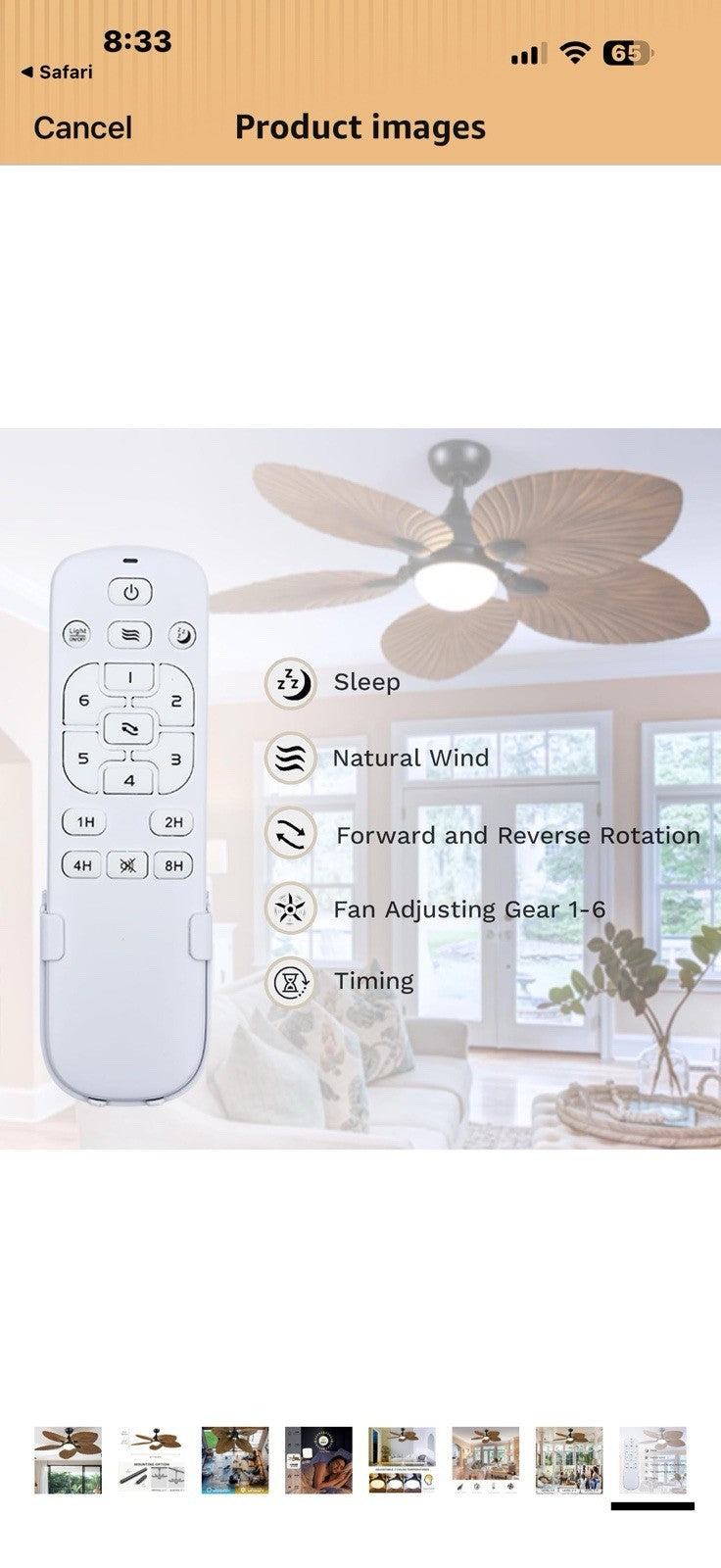 DWVO 52" Ceiling Fans with Lights, Tropical Ceiling Fan with Lights