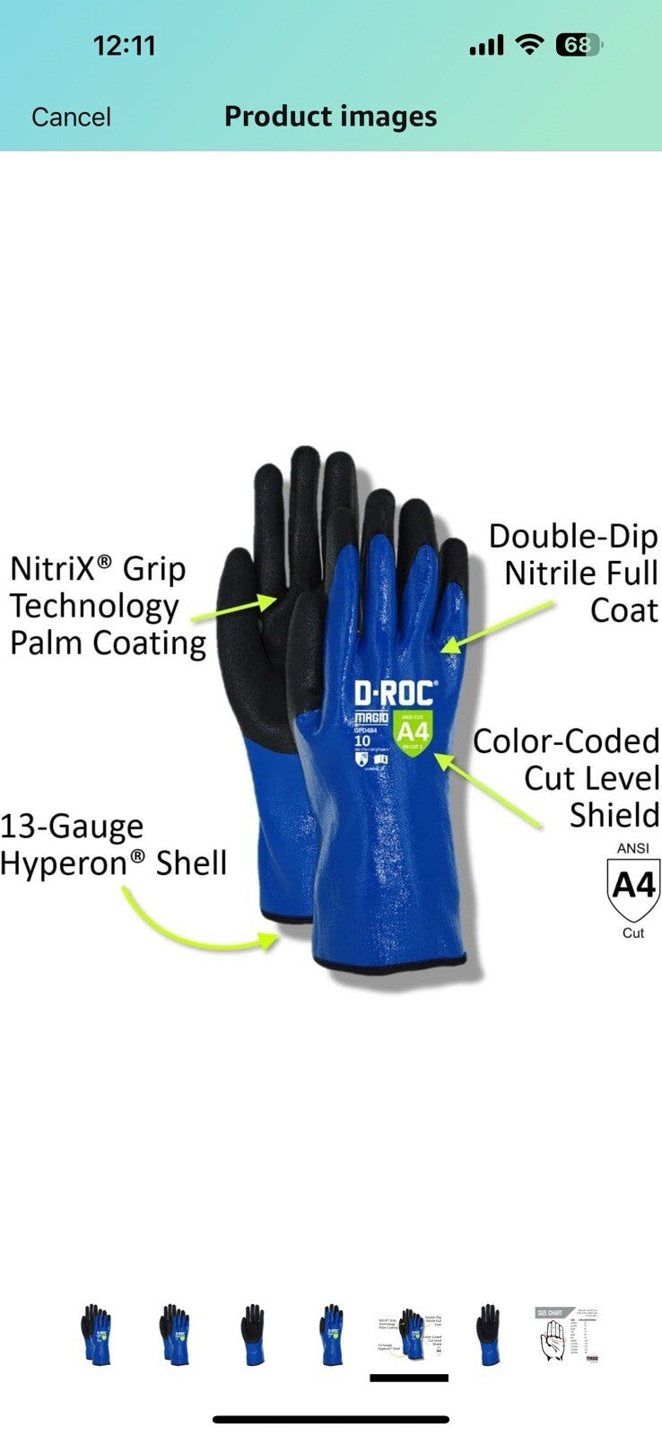 MAGID Waterproof Level A4 Cut & Chemical Resistant Work Gloves, 12 PR 11XXL