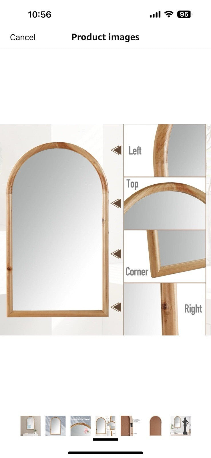 INK+IVY Arch Wall Mirror Wooden Frame, Round Top Wood Framed Entryway  25 “43”
