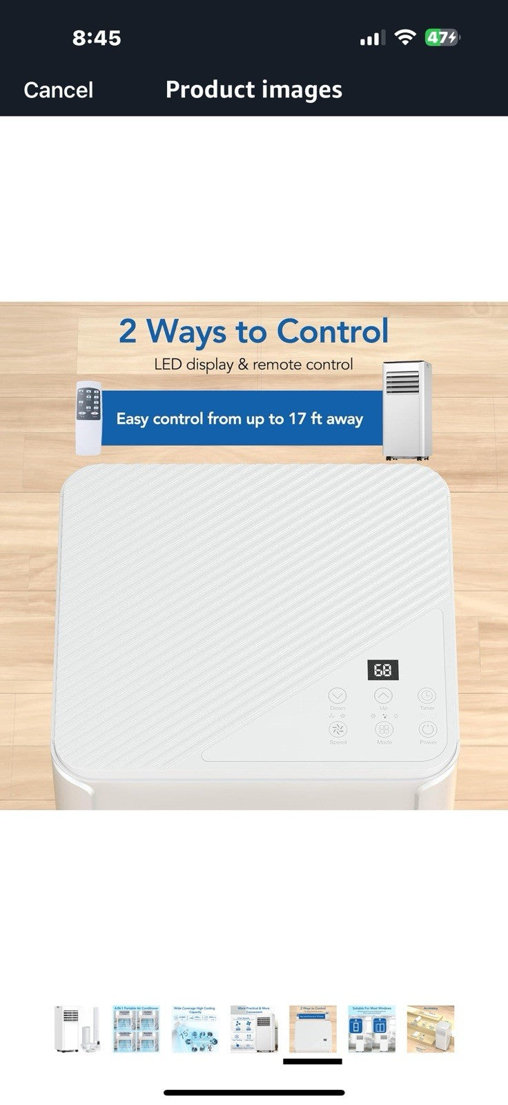 Antarctic Star 8,000 BTU Portable Air Conditioners Cools Up to 350 Sq.Ft, 