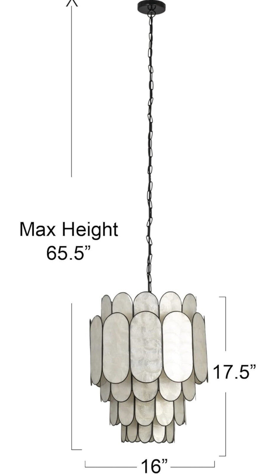 Creative Co-Op EC1685, Black Laminated Capiz Tiered Chandelier