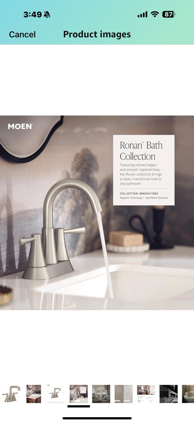 Moen Ronan Spot Resist Brushed Nickel Two-Handle 4 in. Centerset