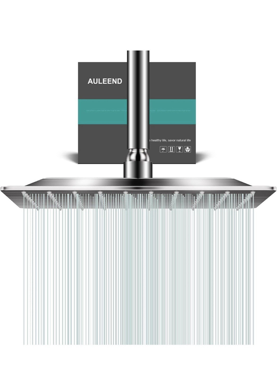Square Rain Shower Head, High Flow Stainless Steel,Work with any decorative