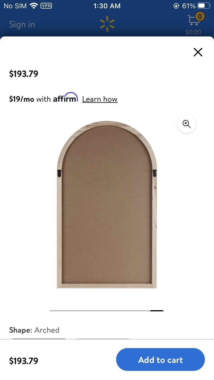 INK+IVY Remi Arched Round Top Wood Framed Modern Wall Decor Mirror,