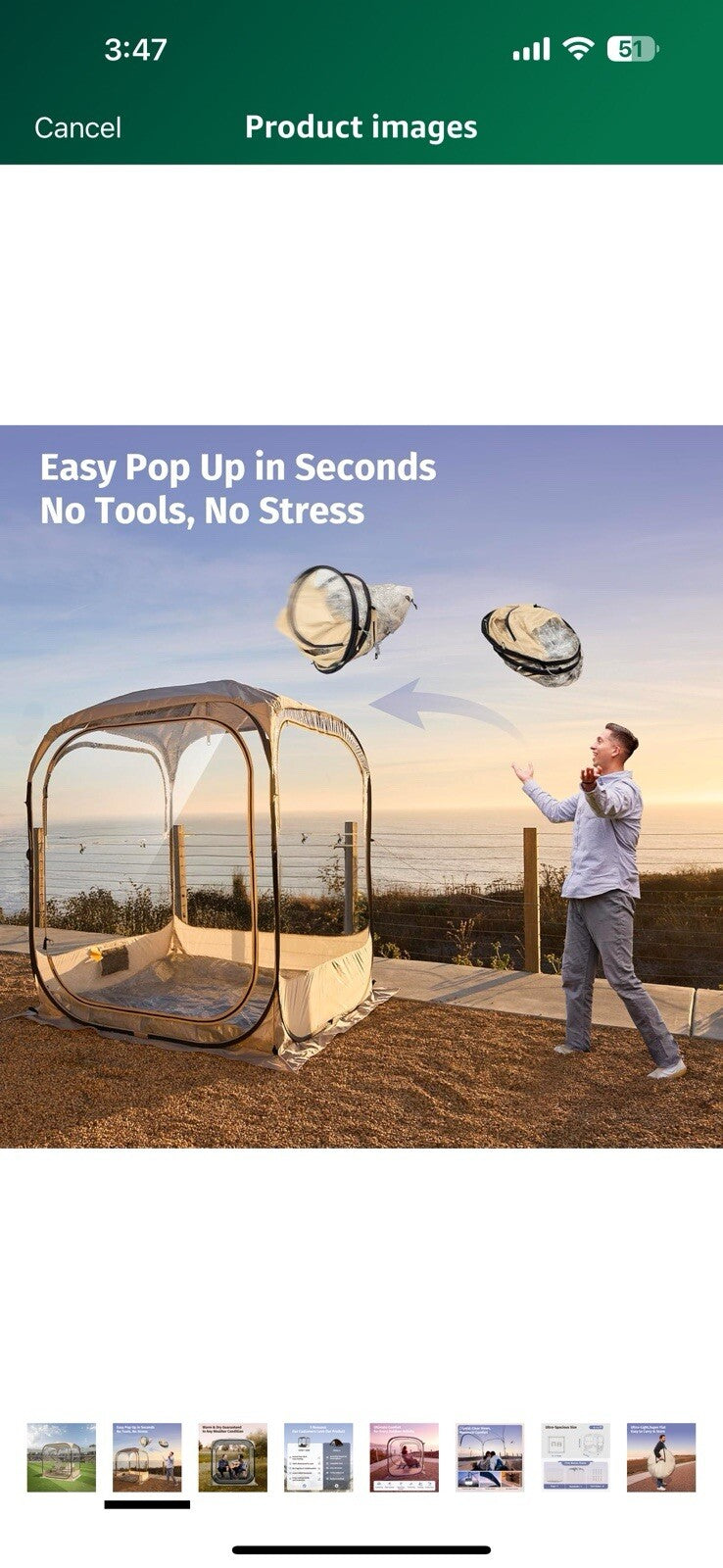 EAST OAK TPU Clear Sport Tent - 50L*50W*68.9H Outdoor Tall Pop Up Bubble