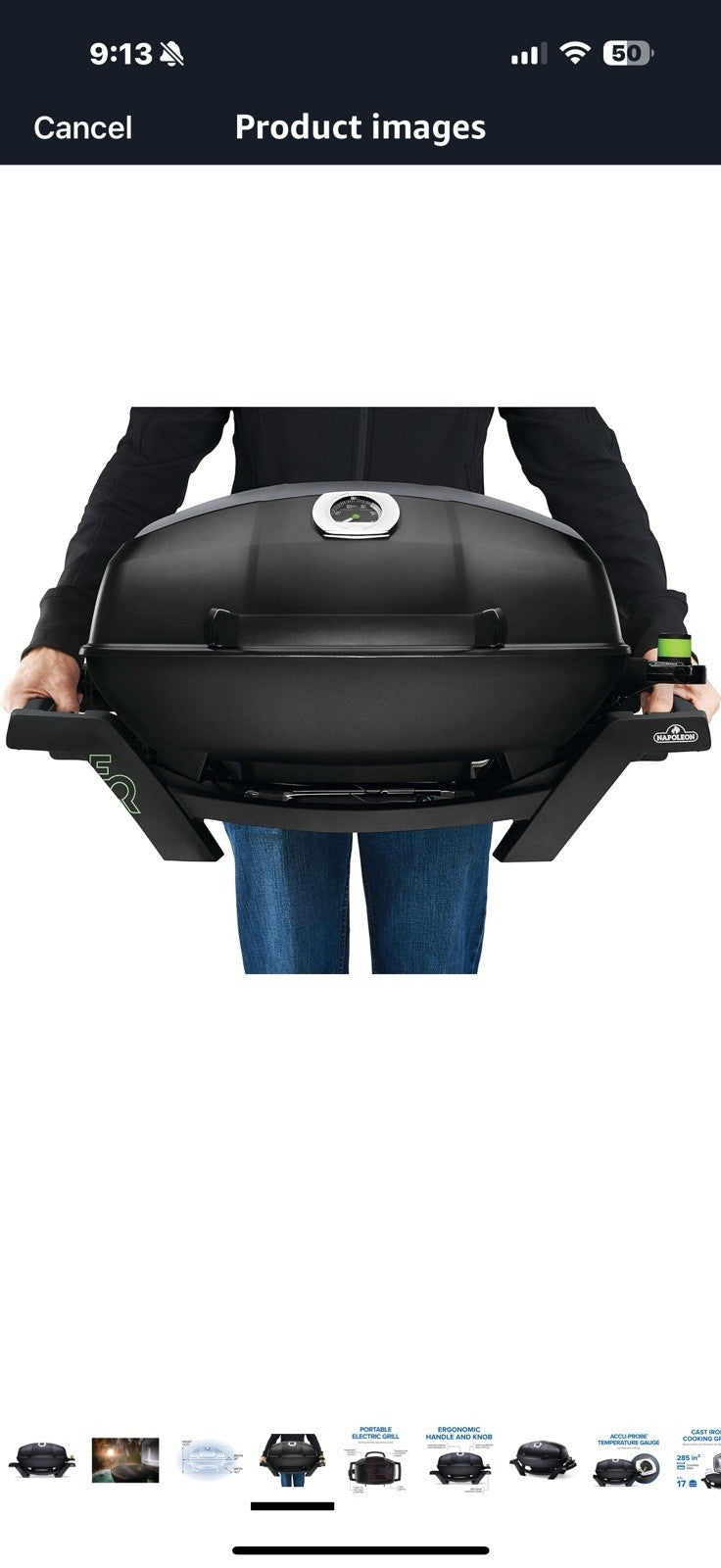 Napoleon TravelQ PRO285E Portable Electric Grill, Black, Tailgating, Camping