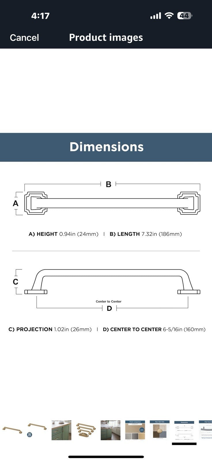FRANKLIN BRASS Notched Backplate (10-Pack) Cabinet Handles 6-5/16" 