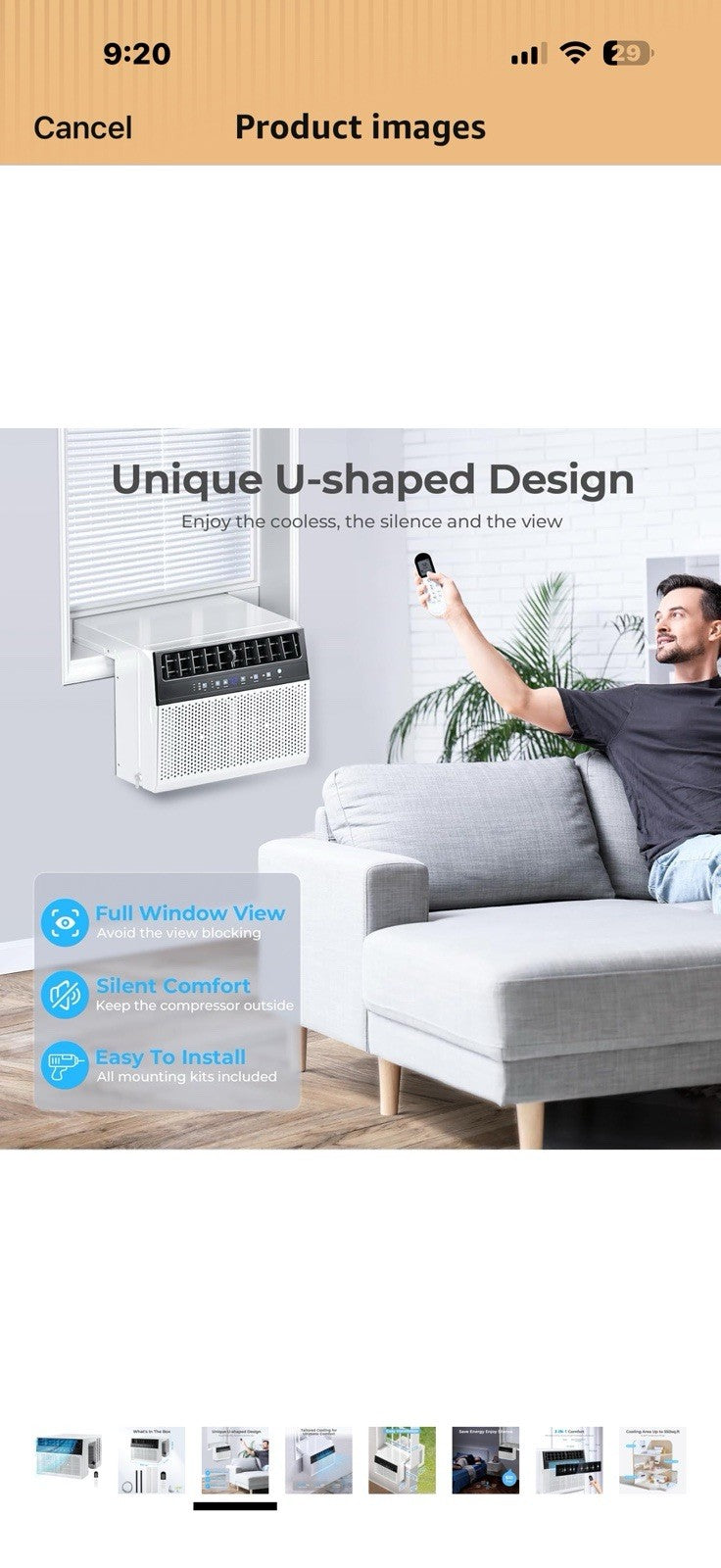 Electactic U-Shaped Window Air Conditioner,Window AC Unit Cools up tp 450 
