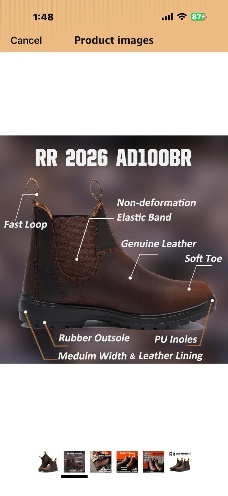 ROCKROOSTER Slip On Work Boots for Men, 6" Soft Toe Non-Slip Rubber 