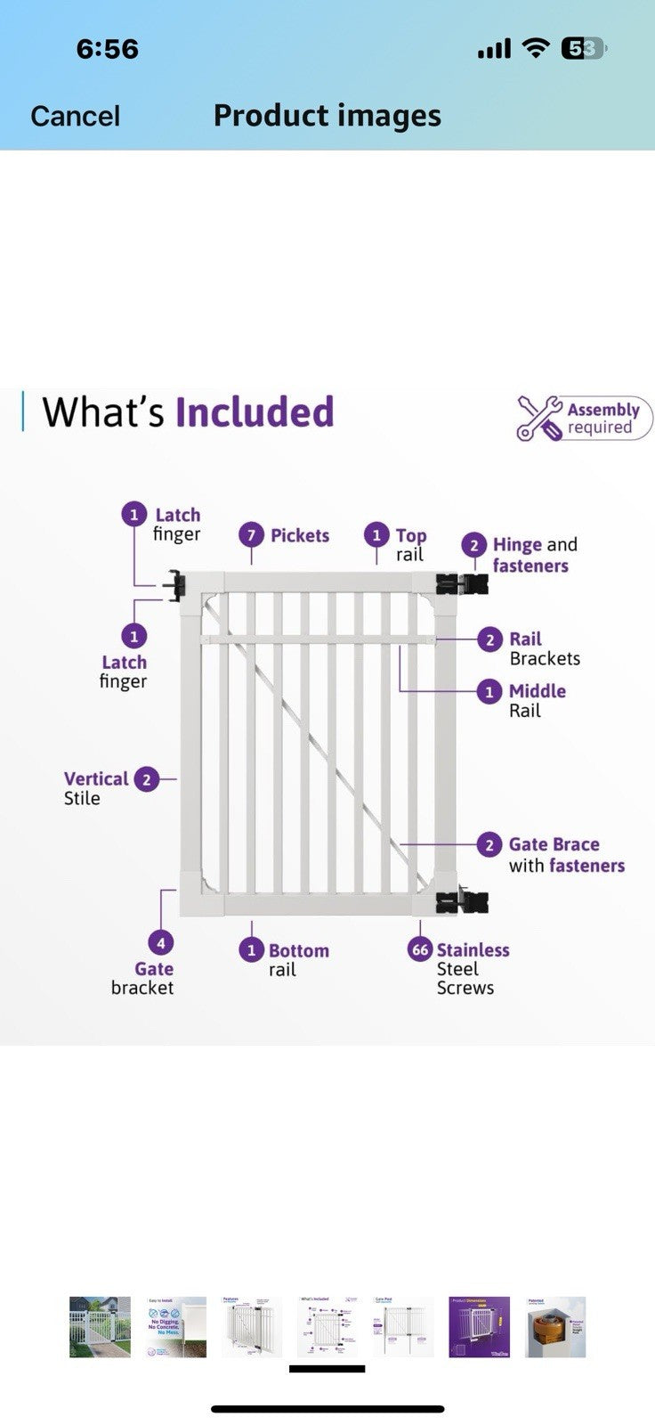 5ft H x 4ft W (1 Gate) No Dig WamBam Windsor Gate Kit, White Vinyl Picket