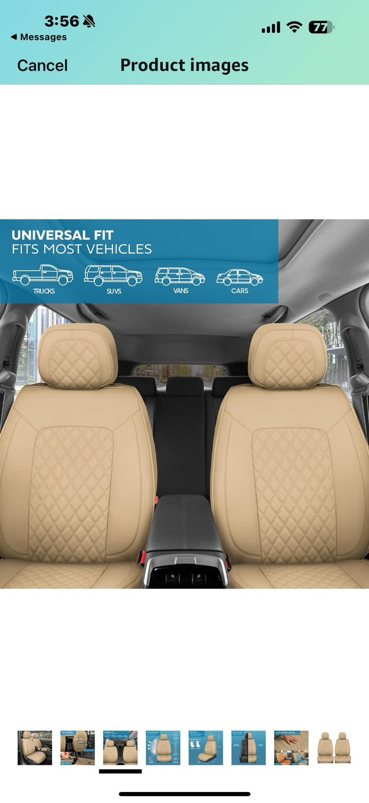 Prestige Edition Faux Leather Seat Covers for Cars, Trucks, & SUV – 2 Beige Car 