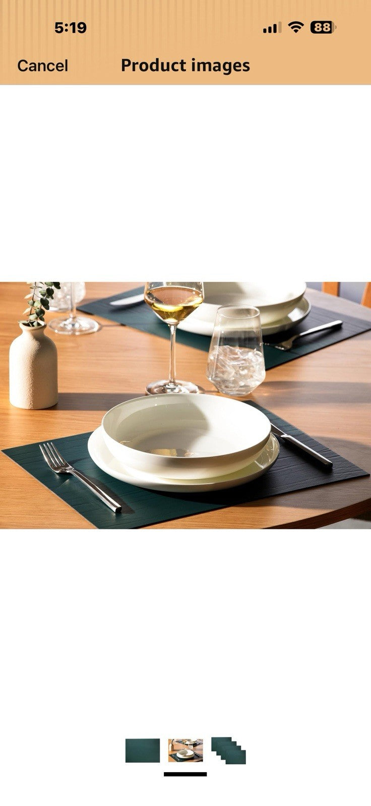 Fortessa Strata Leather Placemat, 12.2 x 16.5 Rectangle Placemat (Set of 4), 