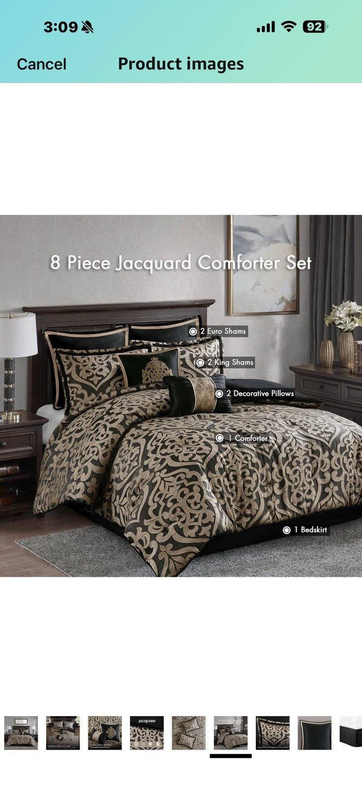 Madison Park King Comforter Set Damask Medallion Jacquard Comforter