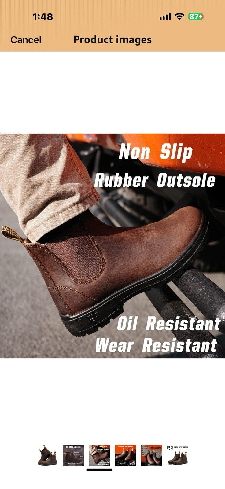 ROCKROOSTER Slip On Work Boots for Men, 6" Soft Toe Non-Slip Rubber 