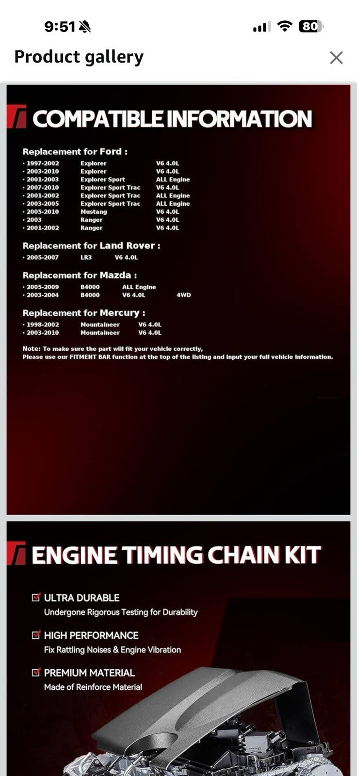Torchbeam Timing Chain Kit Fit for Ford Explorer 1997-2010, Mustang 