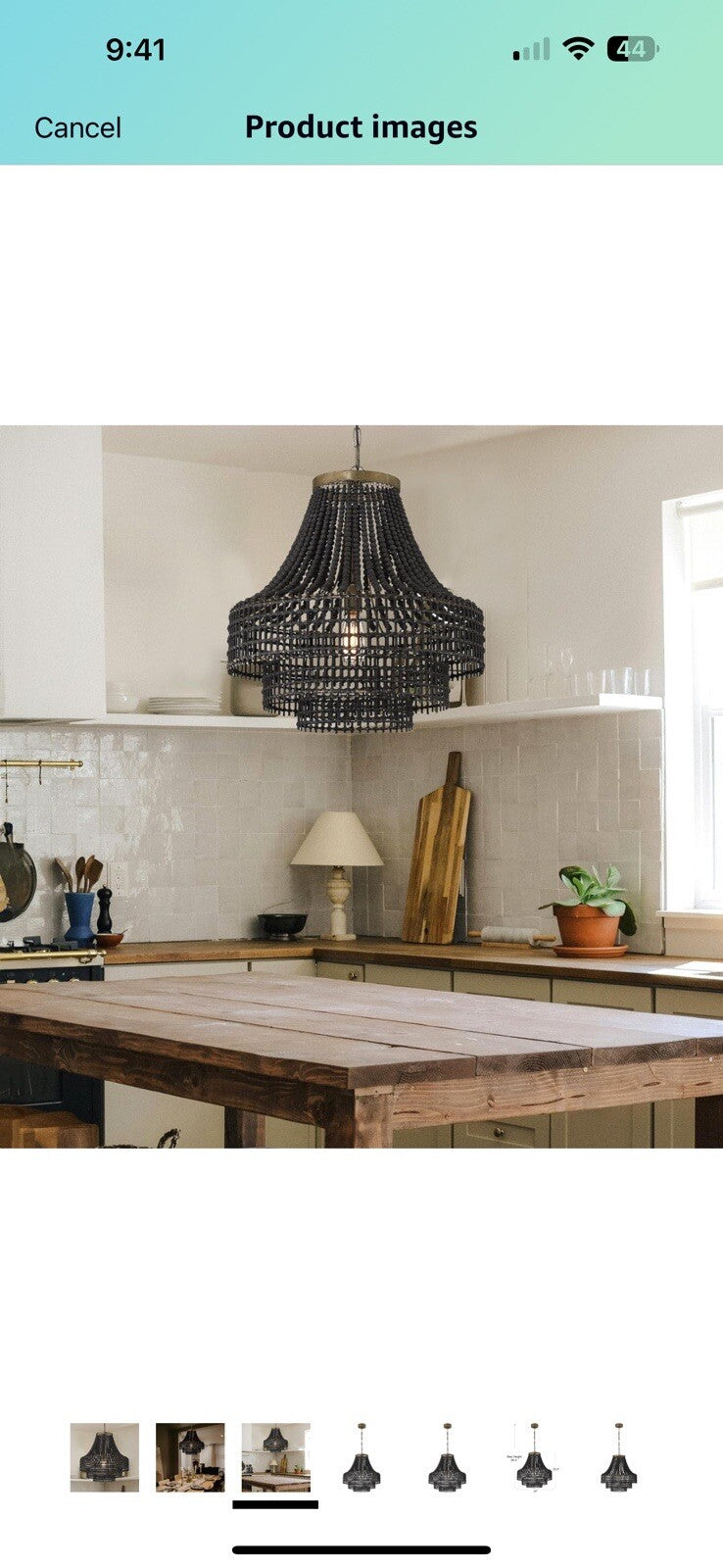 Creative Co-Op Metal, Rattan, and Wood Bead Chandelier in Timeless Black