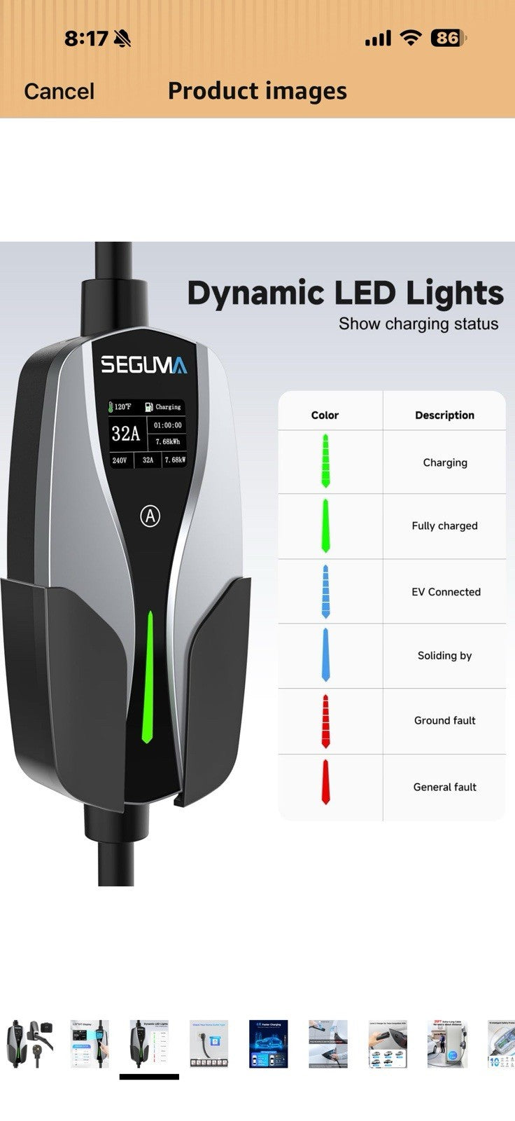 Level 2 EV Charger for Tesla, 32Amp 240V 7.68kW NACS EV Chargers,