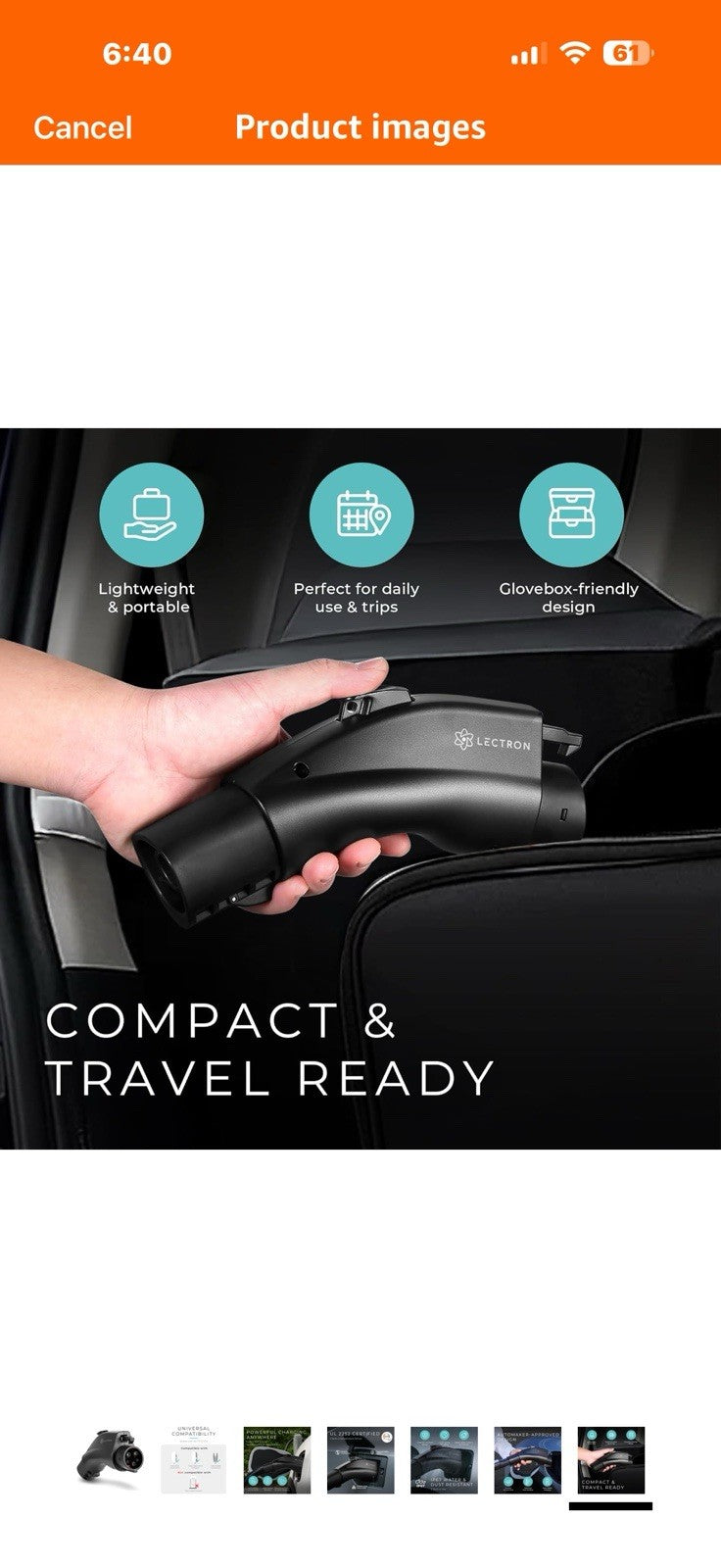 Lectron NACS to J1772 EV Charging Adapter - Compatible with Tesla Wall