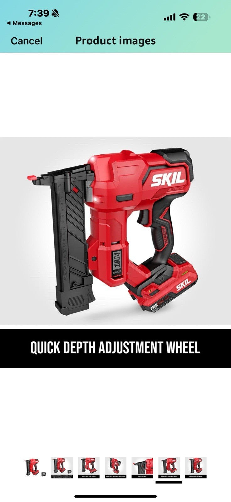 SKIL PWR CORE 20 Brushless 20V 18Ga 1/4 In. Narrow Crown Stapler Kit