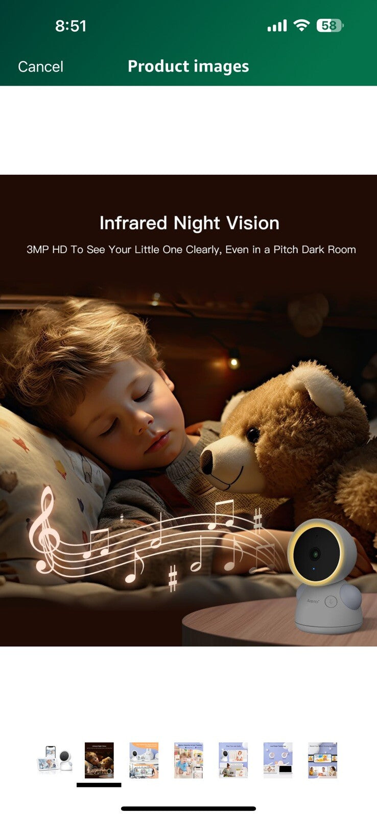 ARENTI Baby Monitor WiFi 6 Smartphone App, 5-inch Wireless Display 