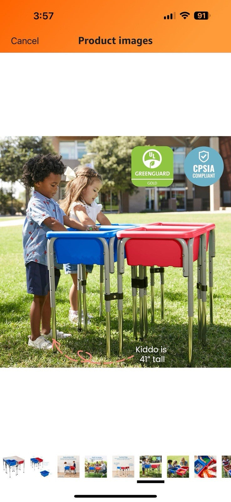 ECR4Kids 4-Station Sand and Water Adjustable Play Table, Sensory Bins,