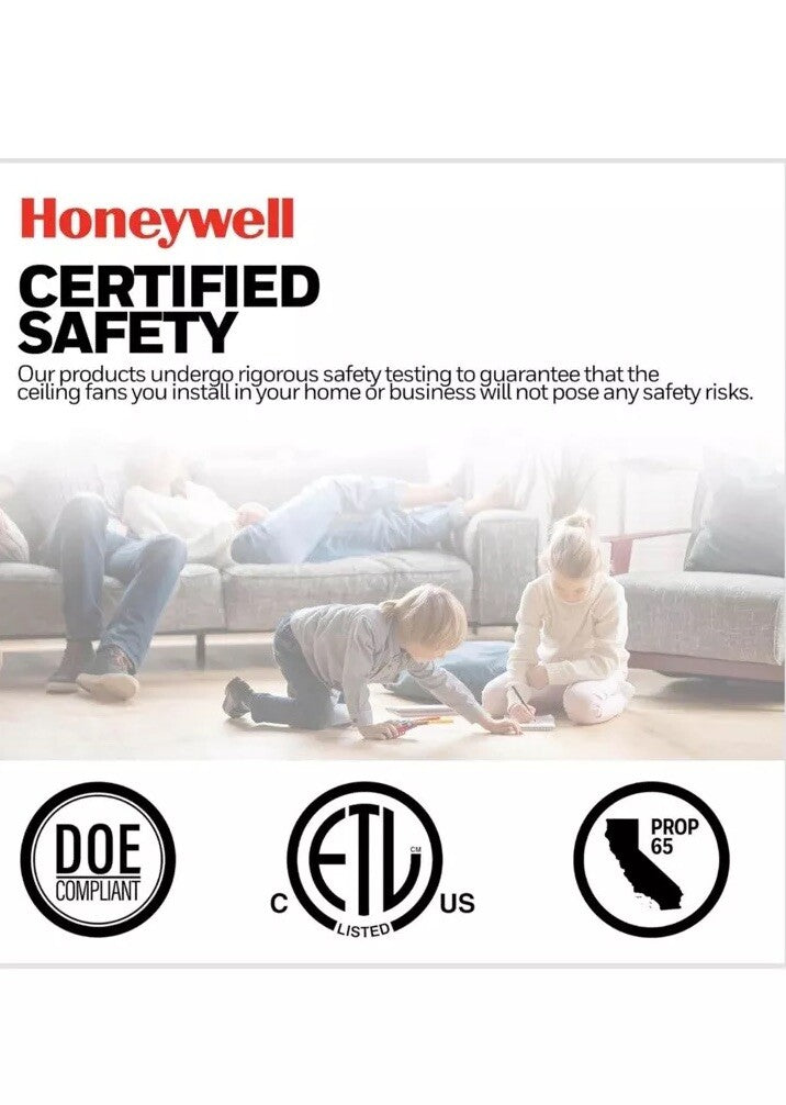Honeywell Ceiling Fans Carnegie, 52 Inch Industrial LED Ceiling Fan with Light