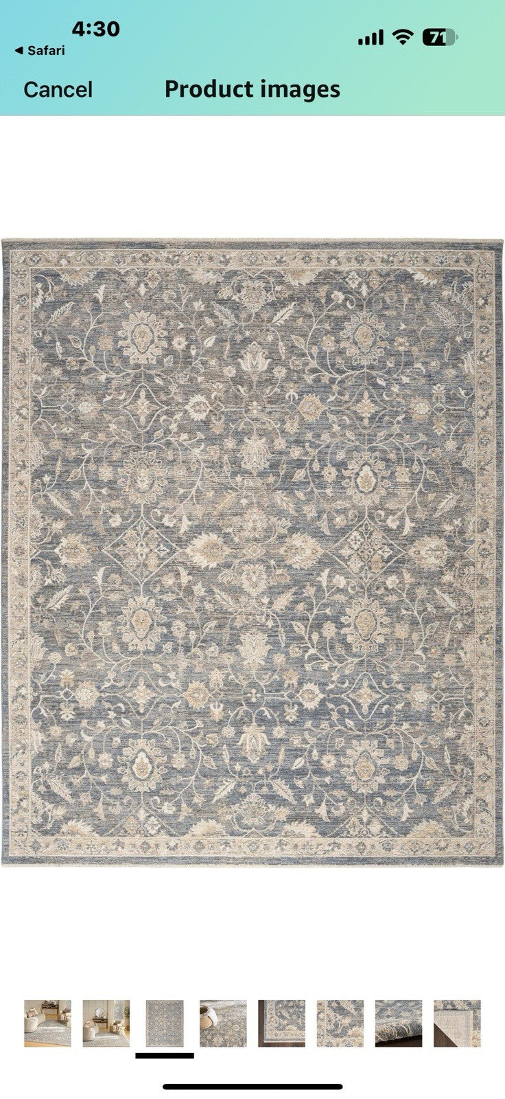 Nourison Harbor Blue 5'3" x 7'6" Area Rug - Easy Clean, Non Shedding, 