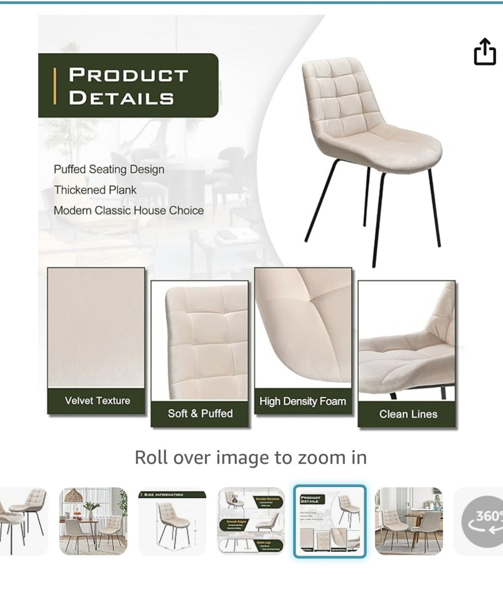 NicBex Velvet Dining Chairs, Upholstered Reception Chairs