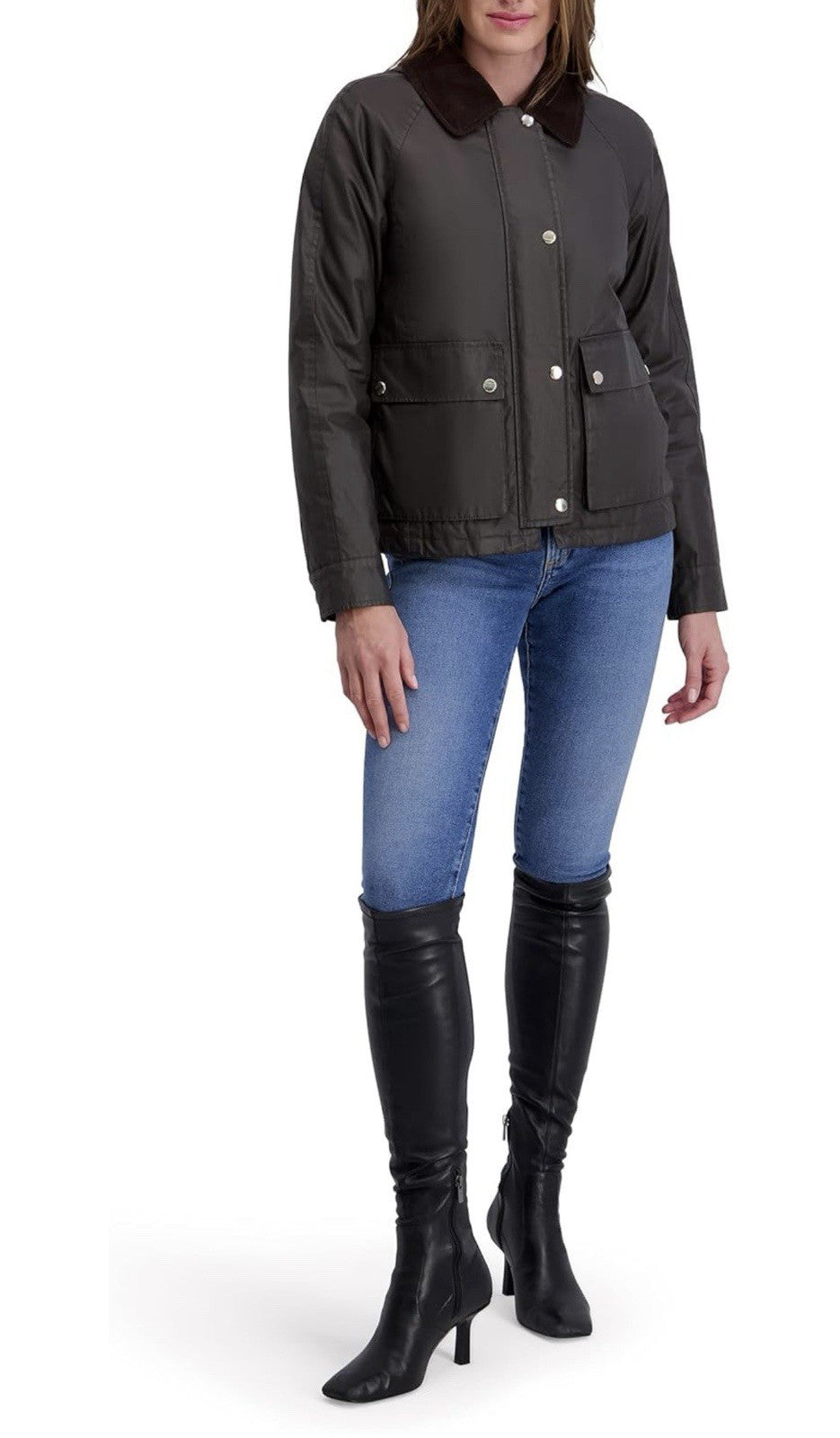 kensie womens Outerwear Waxed Cotton Barn Jacket Xl