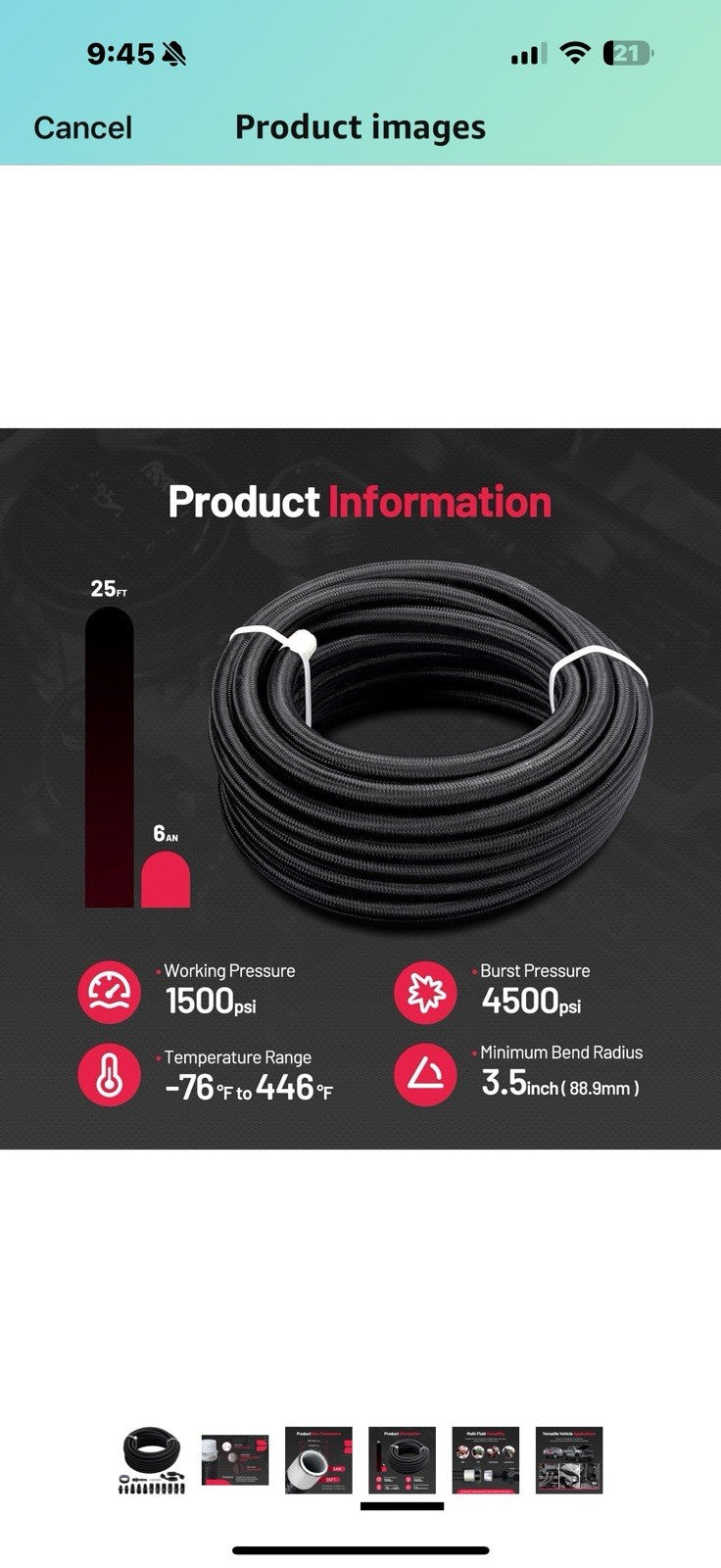 BDFHYK 25FT 5/16" ID PTFE Fuel Line Kit 6AN PTFE Fitting Compatible