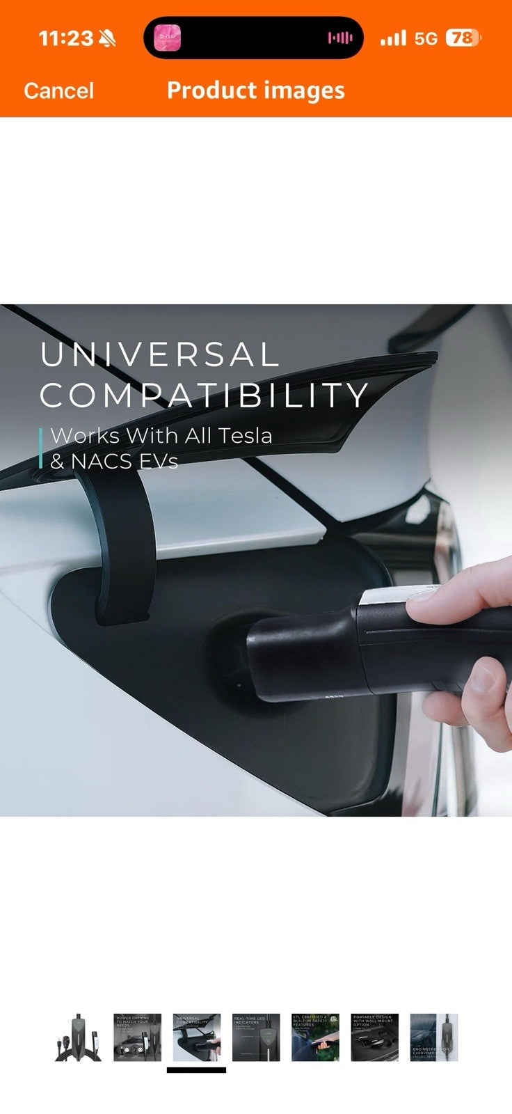 Lectron Level 1/2 (8A - 40A) Tesla NACS Portable EV Charger - Dual-Level