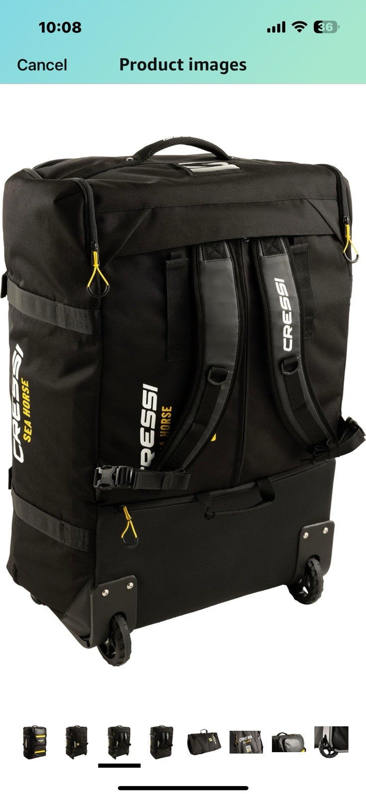 CRESSI Sea Horse Wheeled Backpack for Travel and Aquatic Activities, Black,