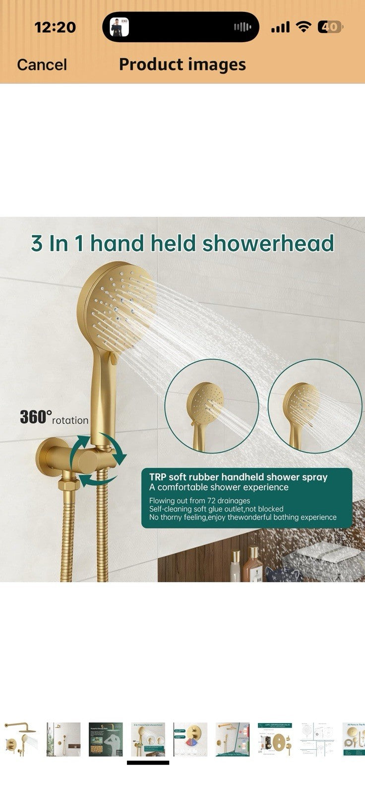 Hoimpro Bathroom Shower System 10 Inch Round Rain Shower Head 