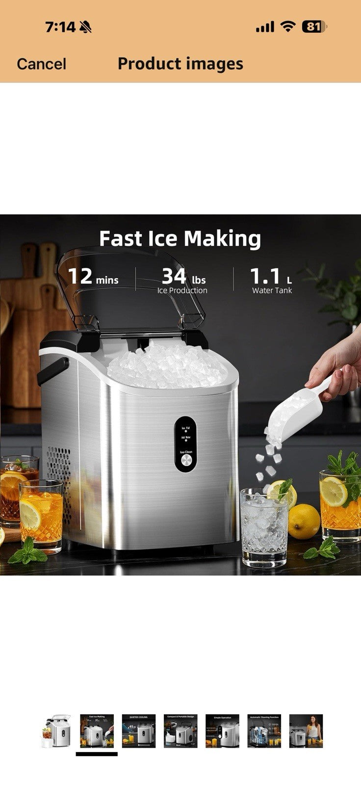 Antarctic Star Nugget Ice Maker Countertop with Soft Chewable Ice, 