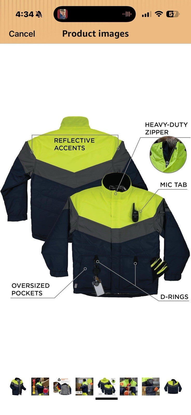 Ergodyne Insulated Freezer Jacket-Heat Reflective Lining XL