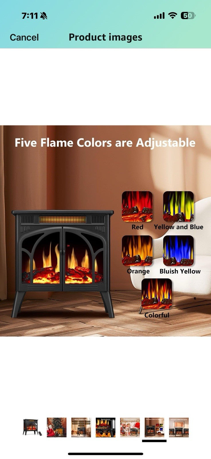 ZAFRO Freestanding 24″ Electric Fireplace Stove, 5100 BTU Portable 