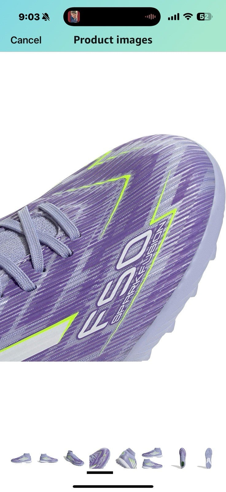 adidas Women's F50 Sparkfusion League Turf Sneaker Size 9 