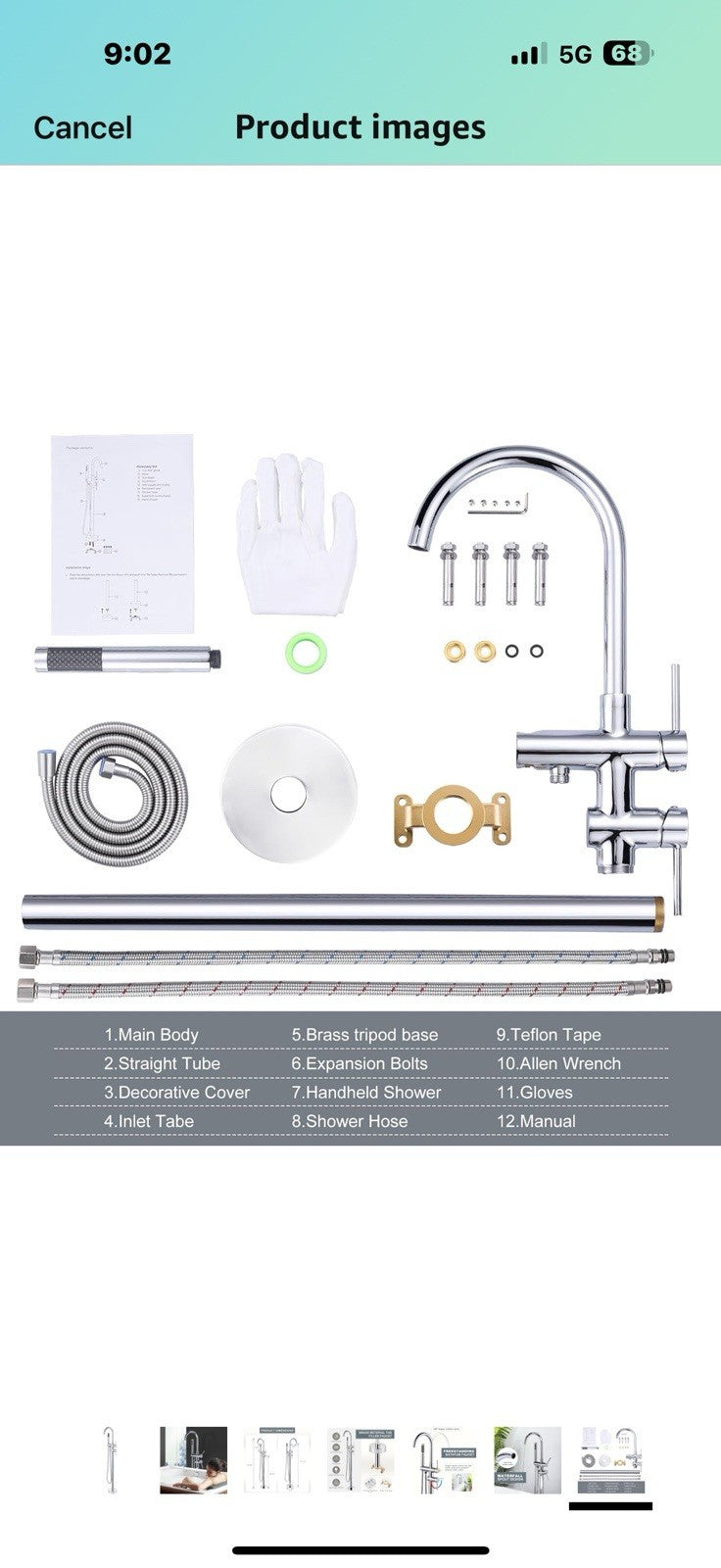 Freestanding Tub Filler Faucet, Floor Mount Chrome Bathtub Faucet 