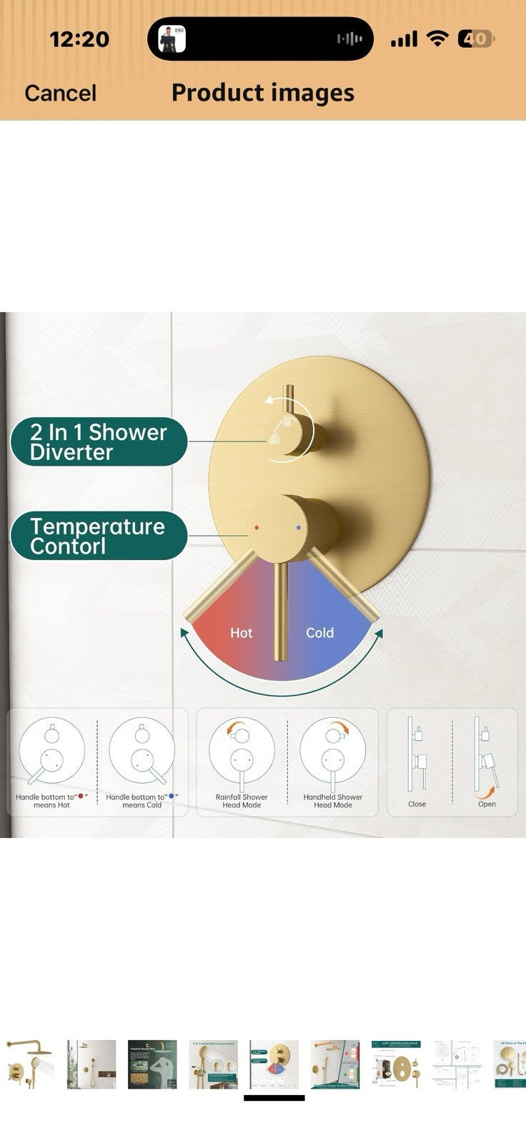 Hoimpro Bathroom Shower System 10 Inch Round Rain Shower Head 