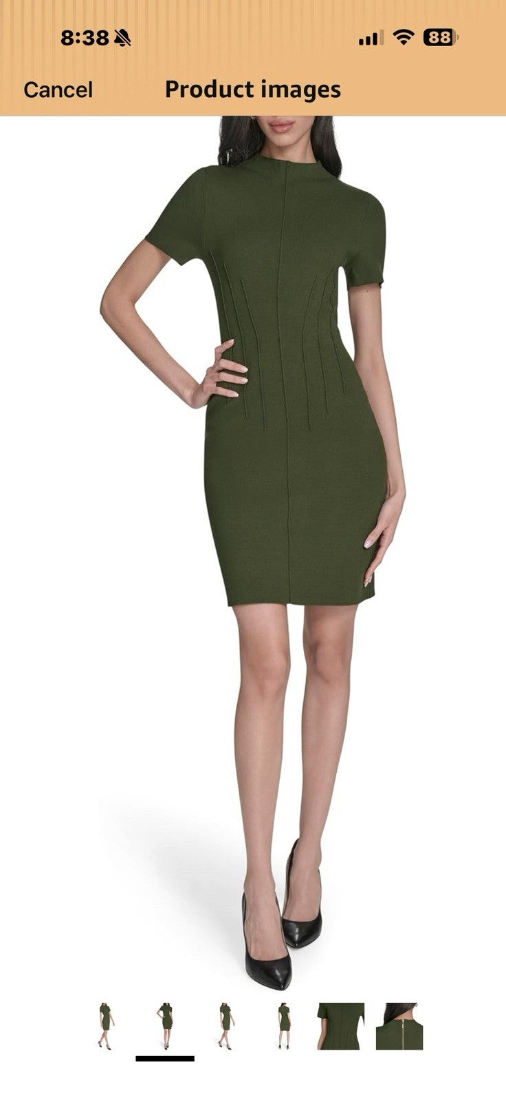 Eliza J Womens Short Sleeve Mock Neck Pinktuck Sheath Sweater Dress Size M