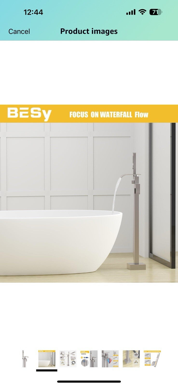 BESy Tub Filler Freestanding Bathtub Faucet Brushed Nickel Floor Mount 