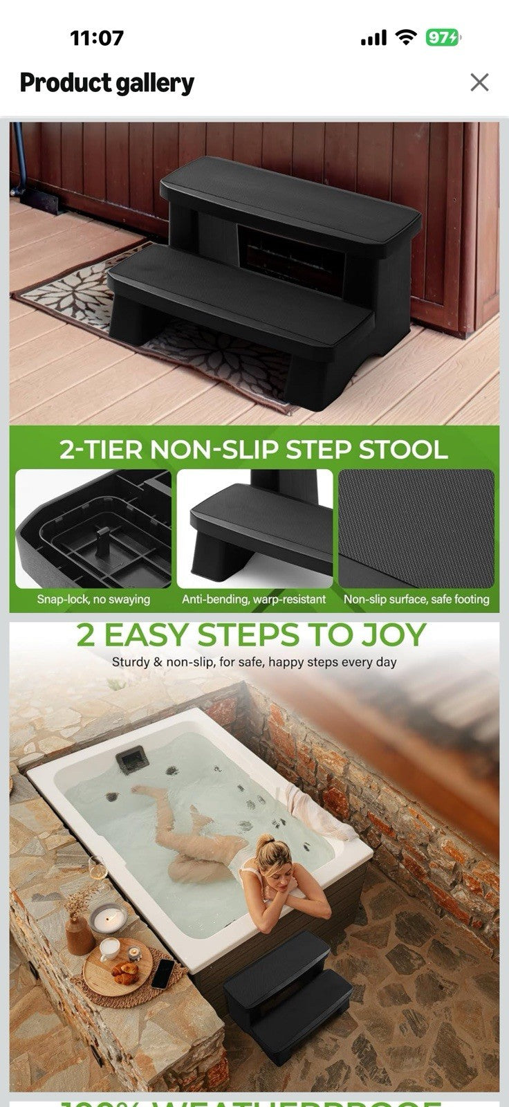Backyard Expressions Hot Tub Steps – Heavy-Duty Non-Slip Spa Step