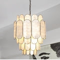 Creative Co-Op EC1685, Black Laminated Capiz Tiered Chandelier