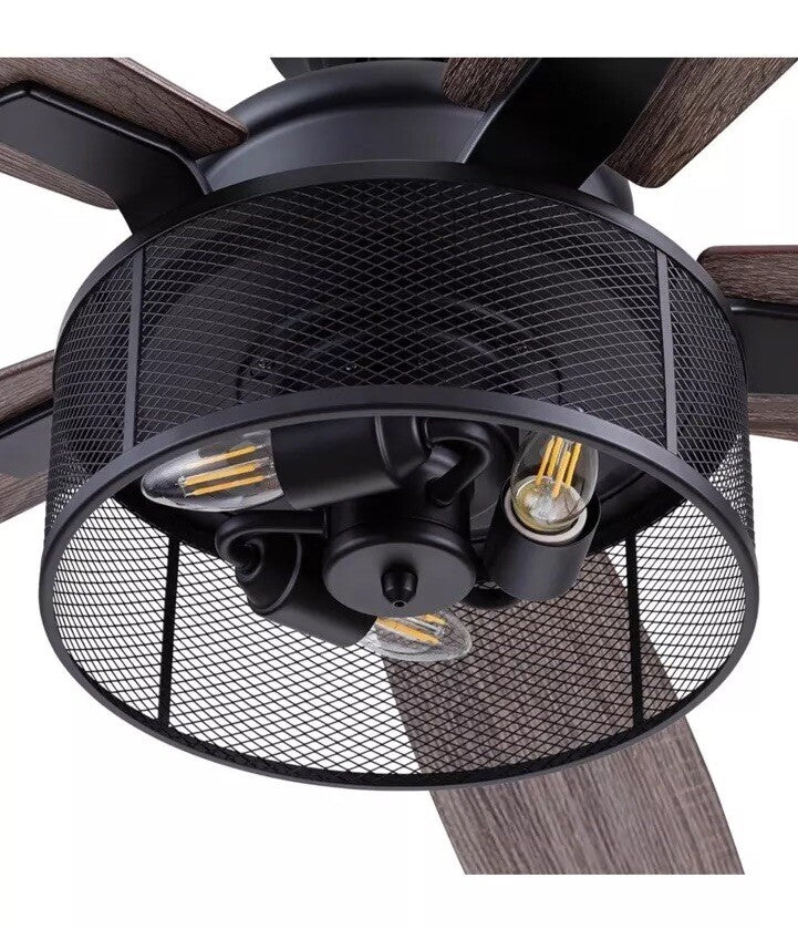 Honeywell Ceiling Fans Carnegie, 52 Inch Industrial LED Ceiling Fan with Light