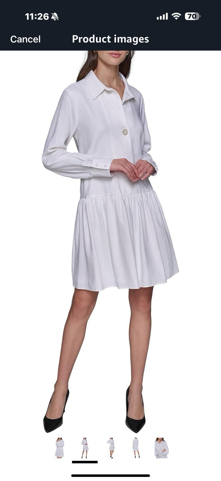 Karl Lagerfeld Paris Women's Gathered Flounce Linen Longer Sleeved Shirt Size 16