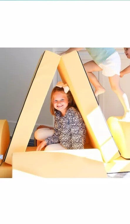 Blocksy + Kids Couch, Indoor Foam Playset, 6 Piece Soft Toddler 