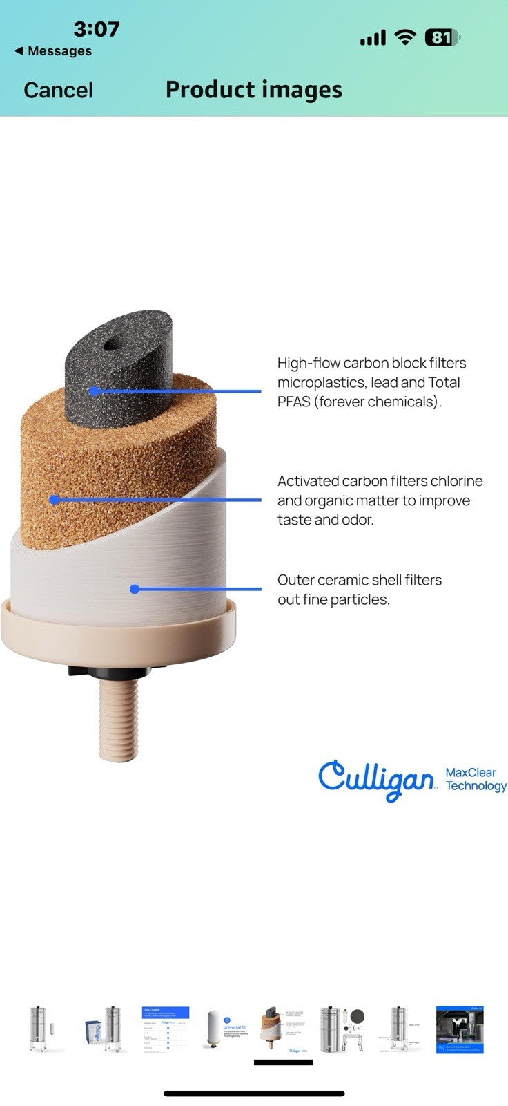 Culligan with MaxClear Technology 3 Gallon Gravity Water Filter System, 