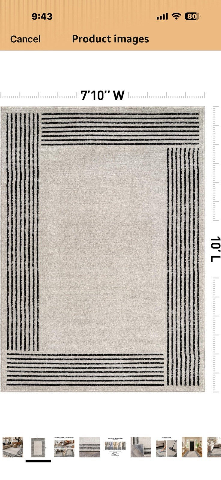 Rugshop Modern Minimal Bordered Indoor Area Rug for Living Room